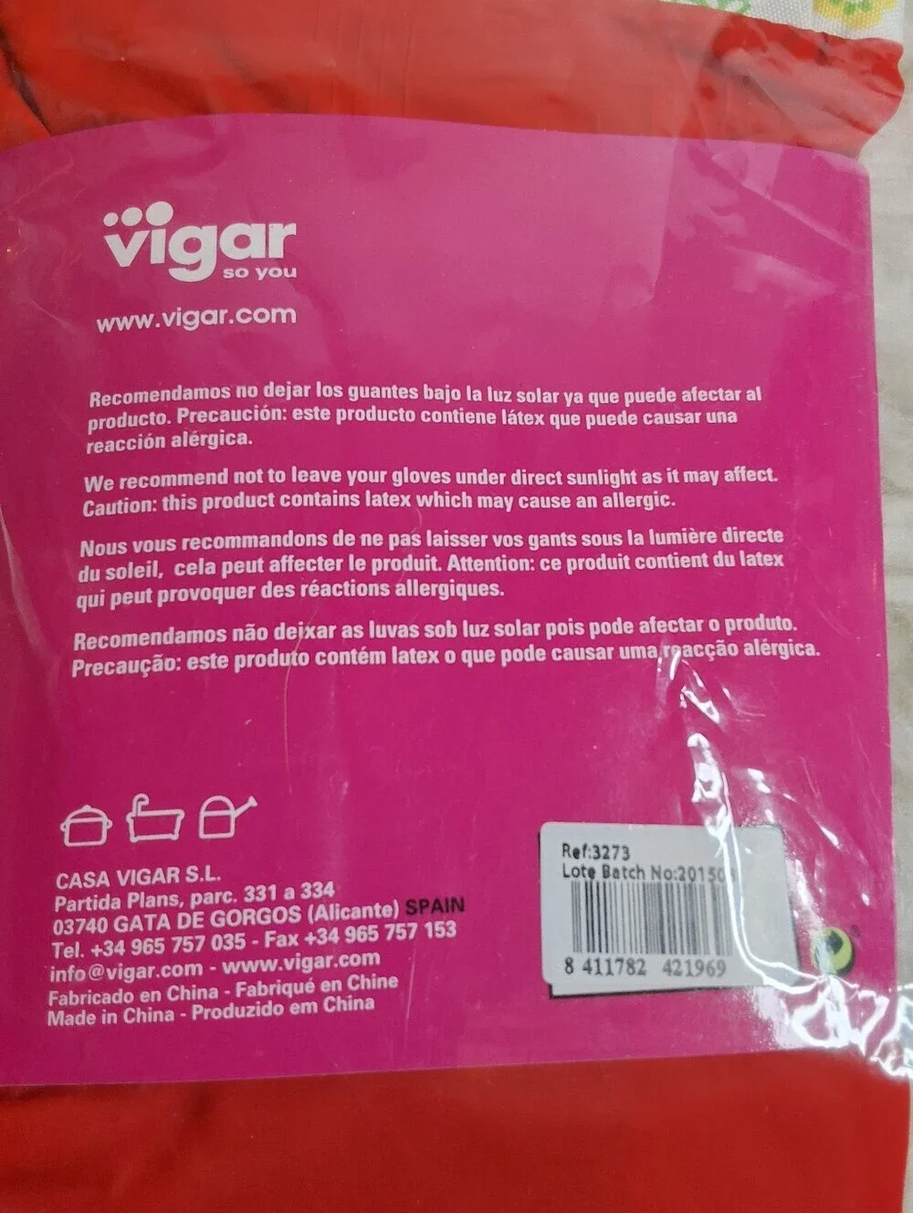 Vigar Floral Dish Gloves with Red Latex Palm